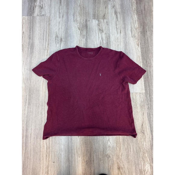 AllSaints Crew Neck‎ T-Shirt Short Sleeve Casual Top Burgundy XX-Large - Picture 1 of 6